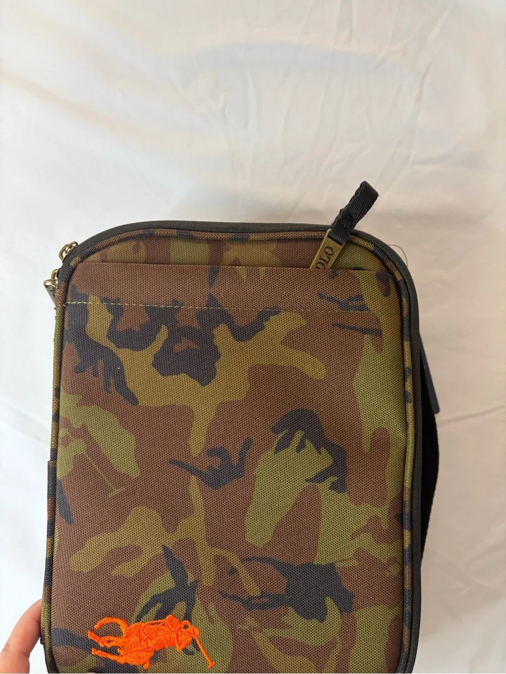 Polo Ralph Lauren Olive and Brown Camo Lunch Bag Tote Bag Orange Pony Insulated